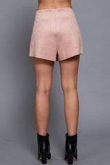 Front Wrap Faux Suede Short Pants