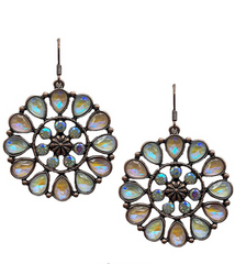 FLOWER CRYSTAL AND GLASS STONE WESTERN EARRING