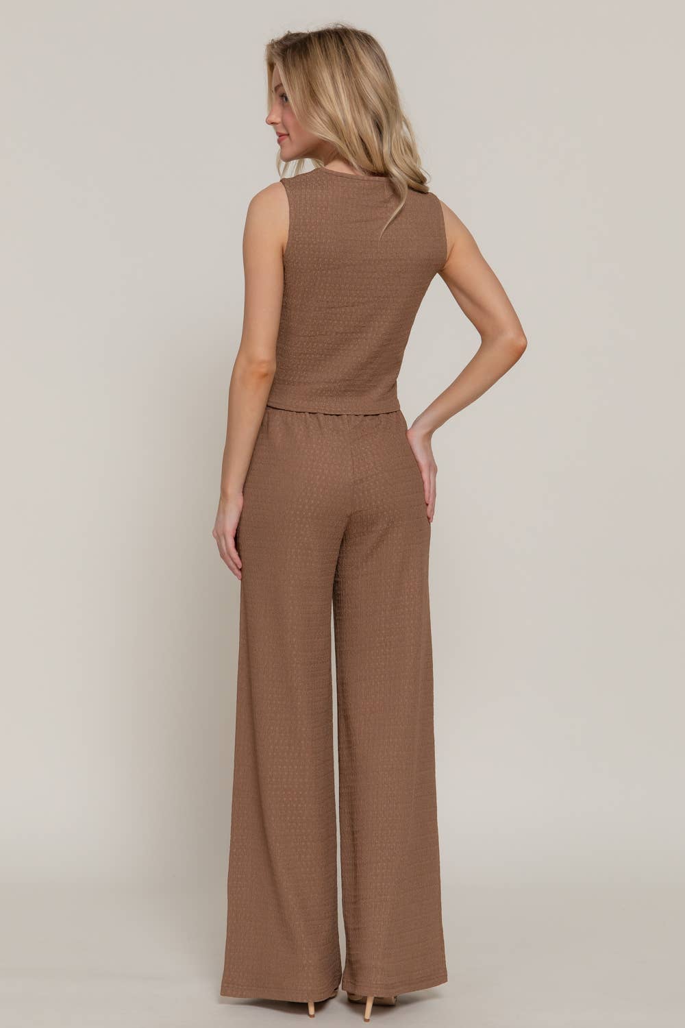 V-Neck Button Closure Vest & Long Pants Set