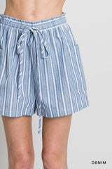 TIE HIWAIST STRIPED SHORTS WITH POCKETS