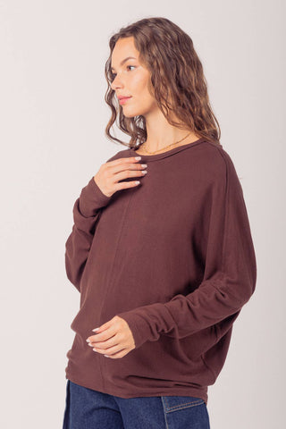 LONG DOLMAN SLEEVE ROUND NECK TOP