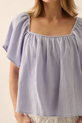 SQUARE NECK TIE BACK BABYDOLL TOP