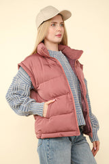 ZIP UP PUFFER VEST WITH SIDE POCKETS