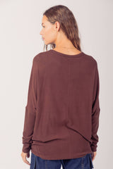 LONG DOLMAN SLEEVE ROUND NECK TOP