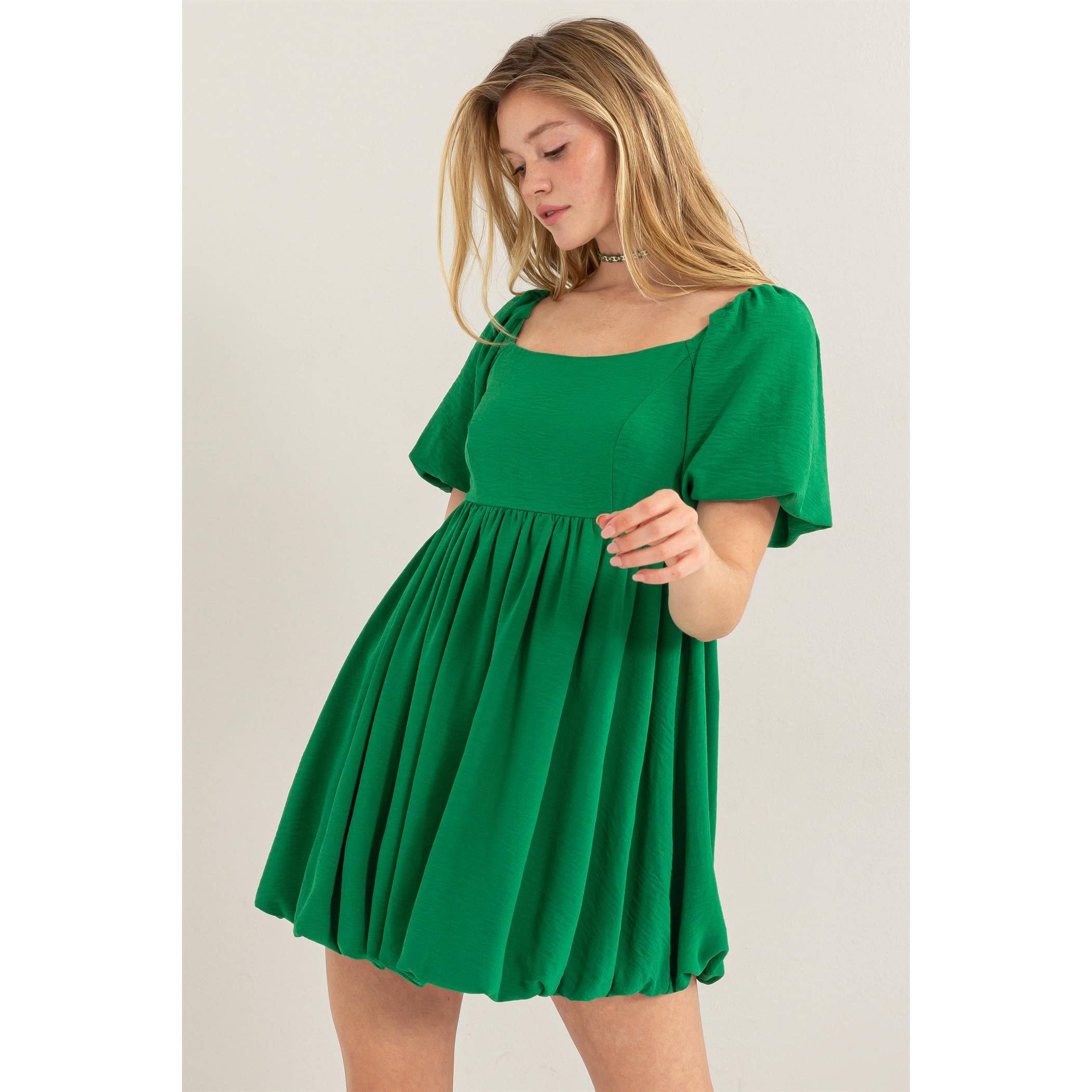 Bubble Sleeve Bubble Hem Mini Dress Bubble Sleeve Bubble Hem Mini Dress