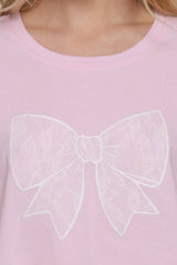 Short Sleeve Crew Neck Lace Patch Oversize Cotton Jersey Top