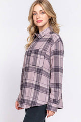 LONG SLEEVE PLAID FLANNEL BUTTON DOWN SHIRT