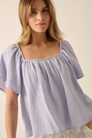 SQUARE NECK TIE BACK BABYDOLL TOP