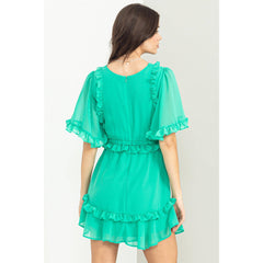 VFRONT RUFFLED MINI DRESS WITH CUTOUTS