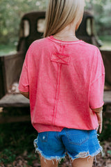 SHORT SLEEVE MINERAL WASHED TEE WITH 3D COWGIRL