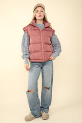 ZIP UP PUFFER VEST WITH SIDE POCKETS