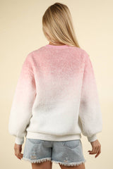 LONG SLEEVE FLEECE OMBRE PRINT PULLOVER