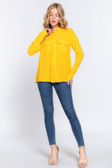 Long Sleeve Front Pocket Woven Shirt
