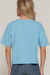 Short Sleeve Crew Neck Lace Patch Oversize Cotton Jersey Top