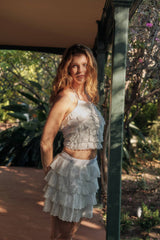 EYELET LACE TIERED SKIRT
