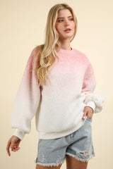 LONG SLEEVE FLEECE OMBRE PRINT PULLOVER