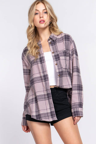 LONG SLEEVE PLAID FLANNEL BUTTON DOWN SHIRT