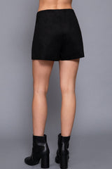 Front Wrap Faux Suede Short Pants