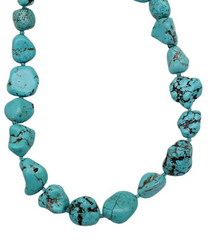 LARGE TURQUOISE NUGGET NECKLACE AND EARRING SET WITH EXTENDER