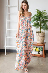 MULTI COLOR FLORAL MAXI DRESS WITH POCKETS