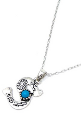 SILVER WESTERN STAMPED INITIAL NECKLACE WITH TURQUOISE