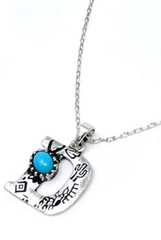 SILVER WESTERN STAMPED INITIAL NECKLACE WITH TURQUOISE