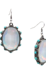 WESTERN FACETED OVAL SHAPED EARRING WITH TURQUOISE STUD DETAILS