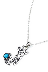 SILVER WESTERN STAMPED INITIAL NECKLACE WITH TURQUOISE