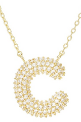 RHINESTONE BUBBLE INITIAL GOLD DIPPED NECKLACE