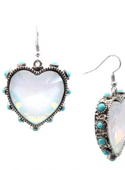 WESTERN FACETED HEART SHAPED EARRING WITH TURQUOISE STUD EDGE