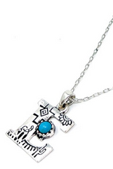 SILVER WESTERN STAMPED INITIAL NECKLACE WITH TURQUOISE