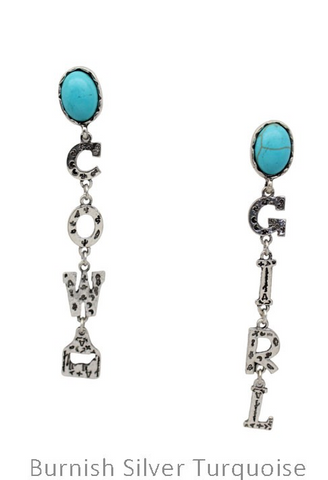 COWGIRL EARRINGS WITH TURQUOISE STUD