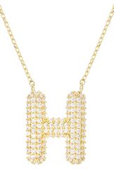 RHINESTONE BUBBLE INITIAL GOLD DIPPED NECKLACE