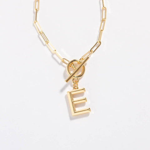 E 14K GOLD DIPPED INITIAL NECKLACE