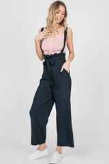 HIGH WAIST WIDE LEG PANTS WITH SUSPENDERS