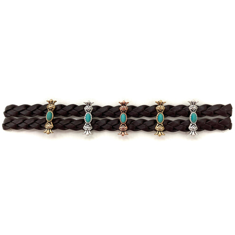 Bohemian Turquoise Charms Braided Choker Necklace
