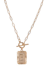 GOLD RECTANGLE INITIAL NECKLACE