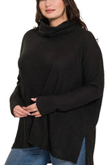 CURVY BRUSHED THERMAL WAFFLE COWL NECK HILO