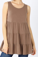 SLEEVELESS TIERED BABYDOLL TOP