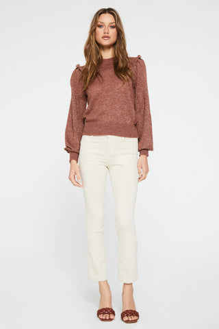 VERA CREW NECK SWEATER WITH RUFFLE SHOULDER DETAIL