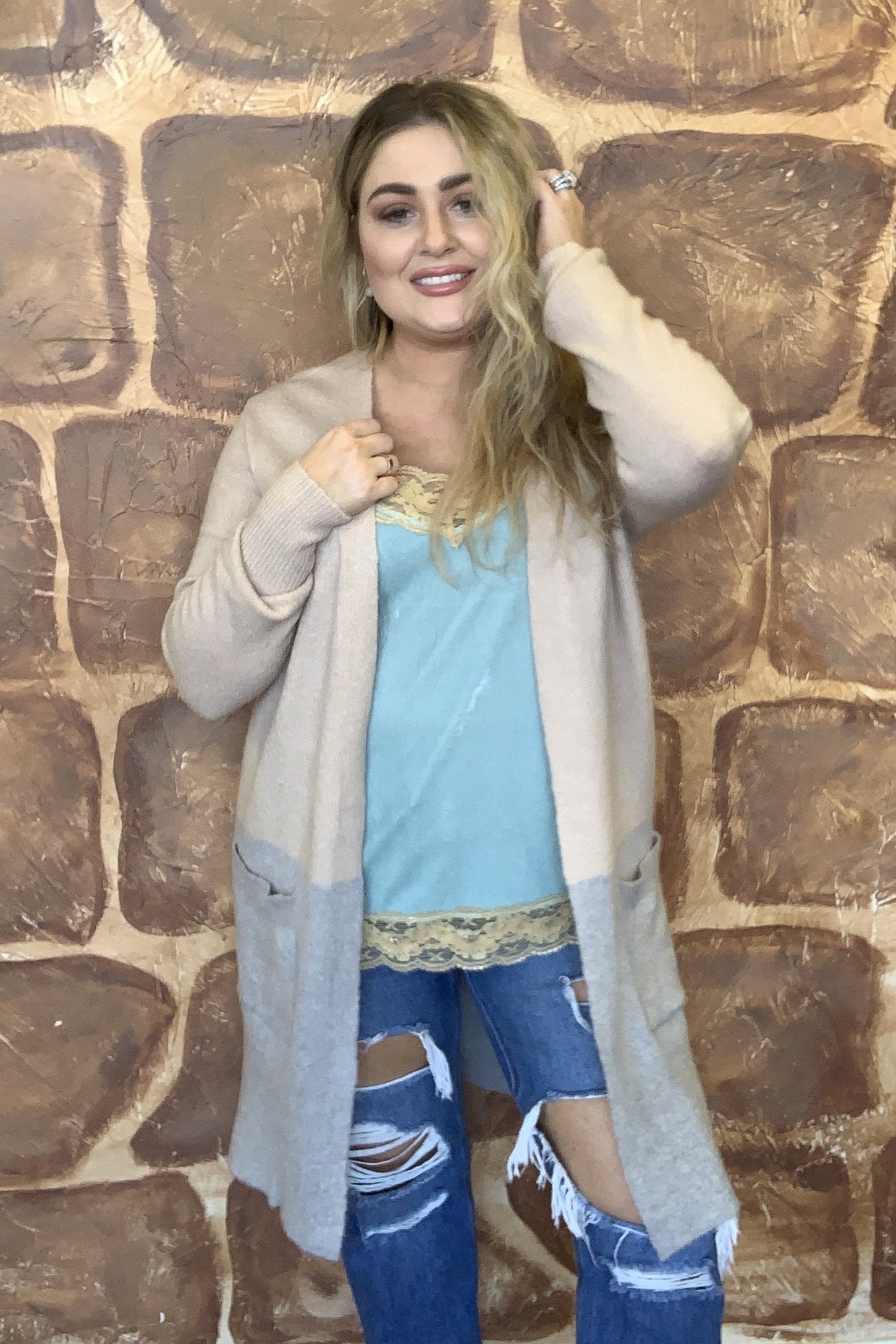 L/S SWTR CARDI W/POCKETS