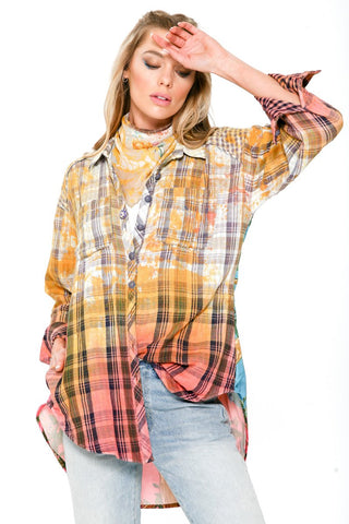 HIBISCUS WASHED PLAID SHIRT