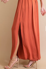 CURVY WIDE LET PANTS WITH TIE ELASTIC WAIST AND SIDE SLITS