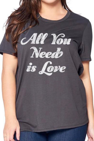 CURVY ALL YOU NEED IS LOVE GRAPHIC TEE