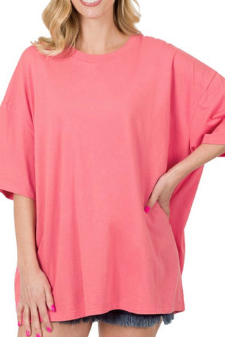 SHORT SLEEVE CREW NECK OVERSIZED BOYFRIEND TEE