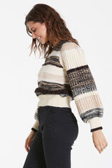 RAELYNN PUFF SLEEVE SWEATER WITH CONTRAST TEXTURE