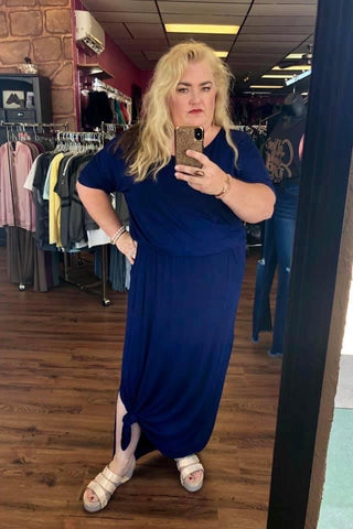 S/S OFF SHLDR MAXI W/SIDE SLIT