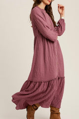 EMBOSSED TEXTURED BUTTON DOWN MAXI DRESS