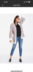 HEATHER LONG SLEEVE LEOPARD PRINT OPEN CARDI WITH POCKETS