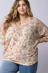 CURVY FLORAL DOLMAN SLEEVE TOP